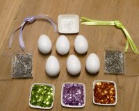 Bastelset Pailletten Styropor-Ostereier 6 Stück in...