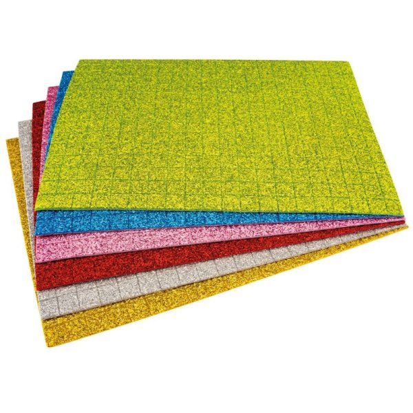 Moosgummi Mosaik glitzer 6 Blatt farb. sortiert 15x20cm selbstklebend