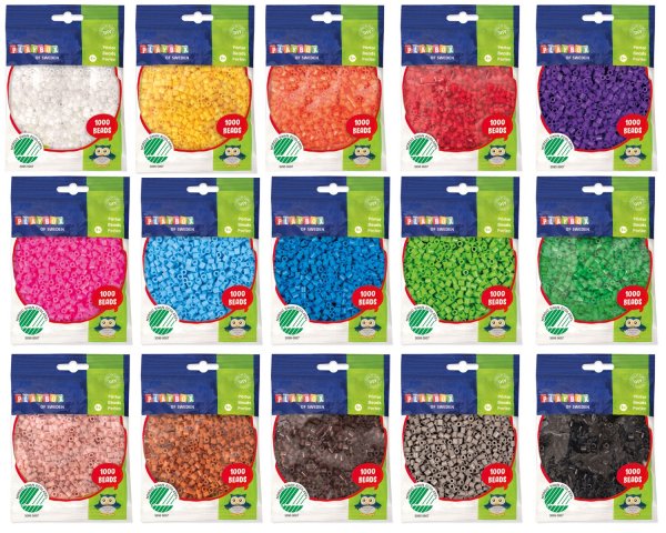 Playbox Bügelperlen 1000 Stück Standardfarben midi