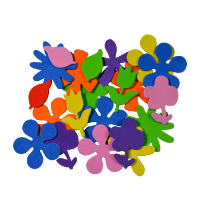 Moosgummi Blumen selbstklebend, circa 20 Stück bunt sortiert