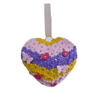 Bastelset "Alles drin" Vier kleine Styropor-Herzen mit Moosgummiblüten (4 Farben)