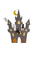Bastelset Fensterbilder Halloween - Vier Motive (Kürbis, Geist, Fledermaus, Schloss)