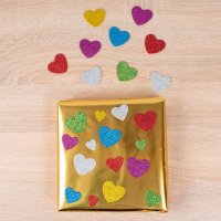Moosgummi Herzen Glitzer, Glitter selbstklebend 60...