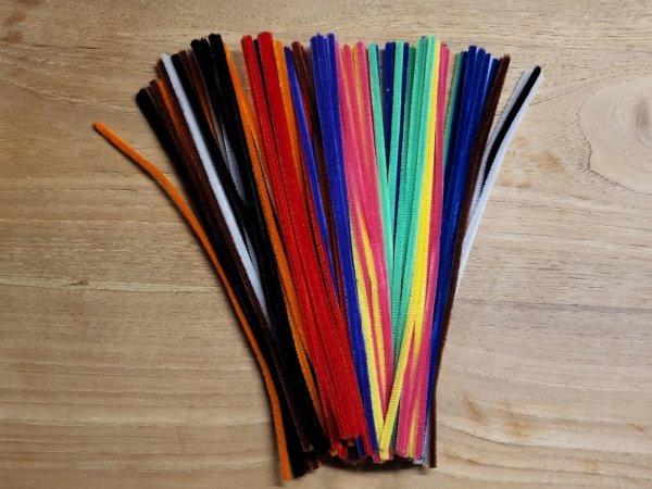 Pfeifenreiniger, Chenilledraht 100 Stück 6mm x 30cm farblich sortiert