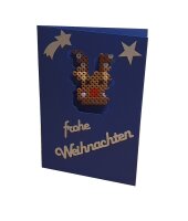 DiY Weihnachtskarten - Sechs Bügelperlenkarten blau/silber incl. Steckplatte und Briefkuverts (q)