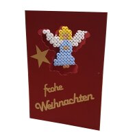 DiY Weihnachtskarten - Sechs Bügelperlenkarten rot/gold incl. Steckplatte und Briefkuverts (q)