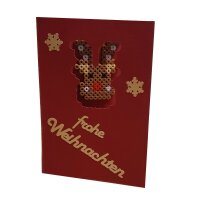 DiY Weihnachtskarten - Sechs Bügelperlenkarten rot/gold incl. Steckplatte und Briefkuverts (q)