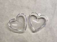 Acryl Herz teilbar, transparent mit Öse 63mm