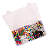 Perlenset in Box – ca. 1.900 bunte Perlen incl. elastischem Faden