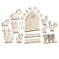 Holz-Steckteile - Spielewelt Bauernhof mit 37...