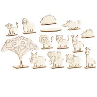 Holz-Steckteile - Spielewelt Safari mit 28 Einzelteilen...