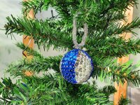 Bastelset "Alles drin" - Drei Styropor-Kugeln mit Pailletten blau/silber - Christbaumkugeln