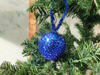 Bastelset "Alles drin" - Drei Styropor-Kugeln mit Pailletten blau/silber - Christbaumkugeln
