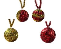 Bastelset "Alles drin" - Vier Styropor-Kugeln (kl/gr) mit Pailletten rot/gold - Christbaumkugeln