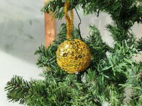 Bastelset "Alles drin" - Vier Styropor-Kugeln (kl/gr) mit Pailletten rot/gold - Christbaumkugeln