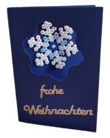 DiY Weihnachtskarten - Sechs Bügelperlenkarten blau/silber incl. Steckplatte und Briefkuverts (s)
