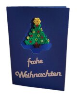 DiY Weihnachtskarten - Sechs Bügelperlenkarten blau/silber incl. Steckplatte und Briefkuverts (s)