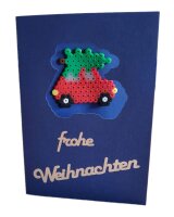DiY Weihnachtskarten - Sechs Bügelperlenkarten blau/silber incl. Steckplatte und Briefkuverts (s)