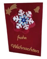 DiY Weihnachtskarten - Sechs Bügelperlenkarten rot/gold incl. Steckplatte und Briefkuverts (s)