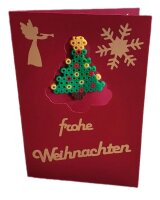 DiY Weihnachtskarten - Sechs Bügelperlenkarten rot/gold incl. Steckplatte und Briefkuverts (s)
