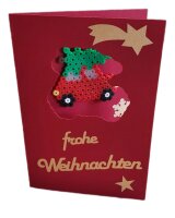 DiY Weihnachtskarten - Sechs Bügelperlenkarten rot/gold incl. Steckplatte und Briefkuverts (s)