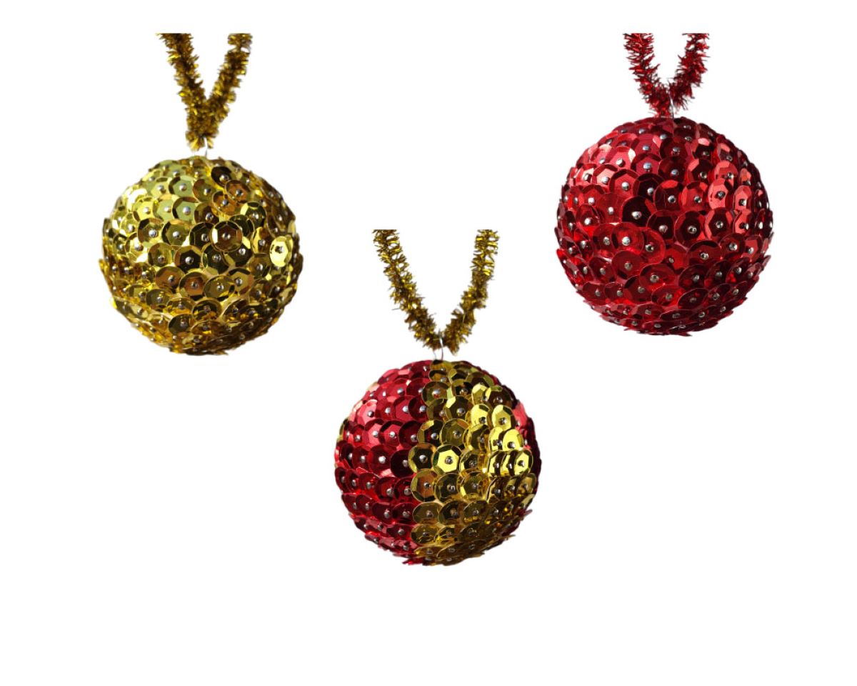 3 Kugeln rot/gold